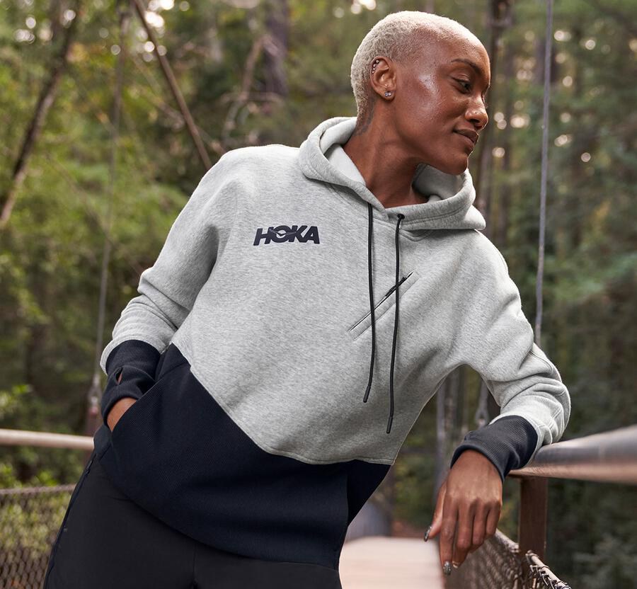 Hoka One One Kapşonlu Sweatshirt Kadın Gri - Performance - SH6951384